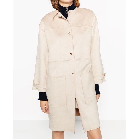 Zara Faux Suede Jacket Trench - Picture 3 of 10